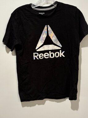 USED - Boys Black Reebok Reflective Tee - Size L (10/12)
